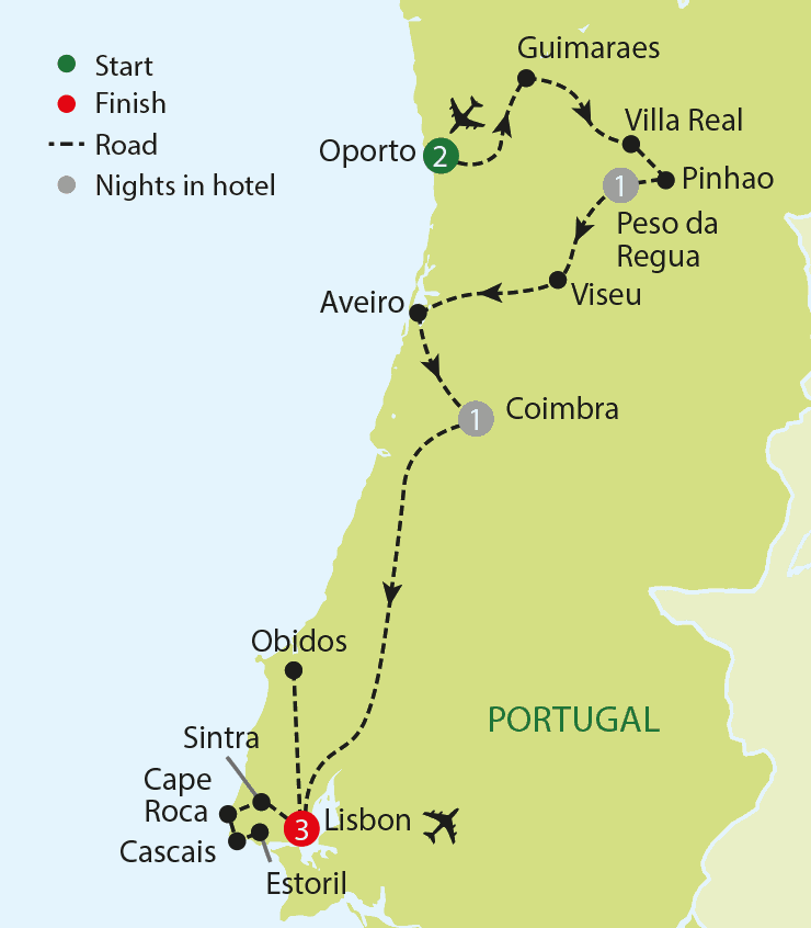 PICTURESQUE PORTUGAL tour map