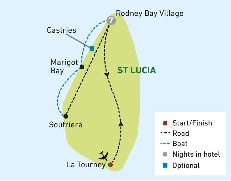 St Lucia: Island in the Sun tour map