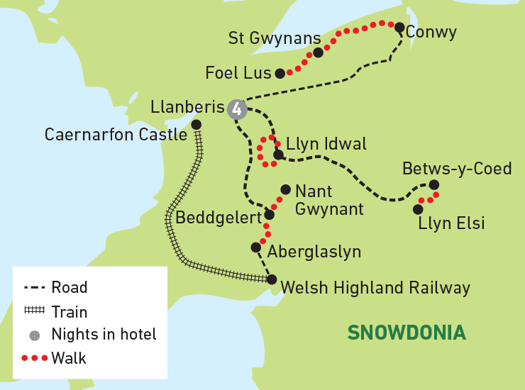 Walking in Snowdonia | Wales solo tour map