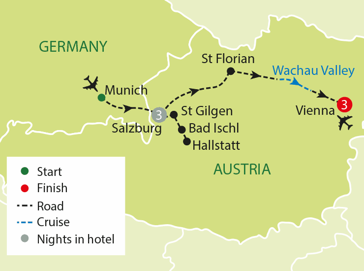 Salzburg & Vienna - The Sounds of Austria tour map