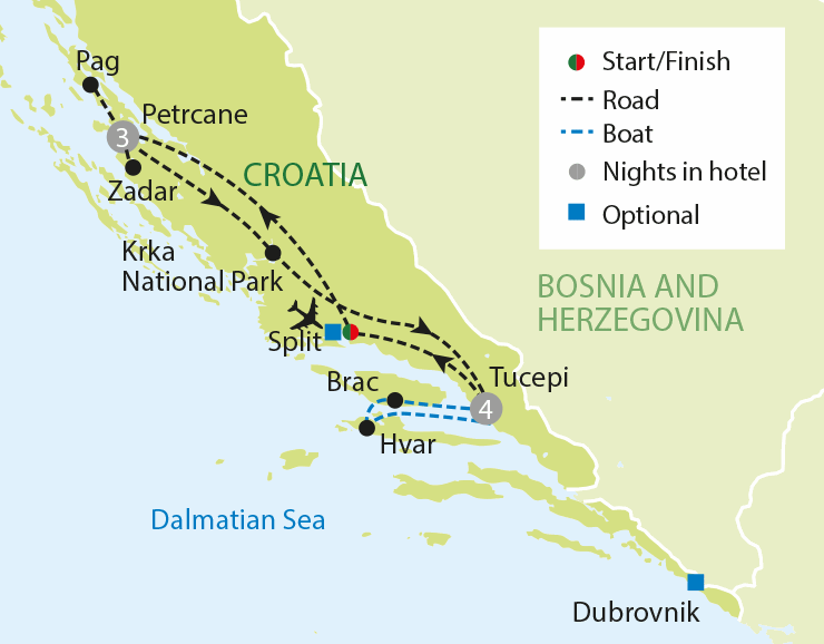 Croatia & the Makarska Riviera tour map