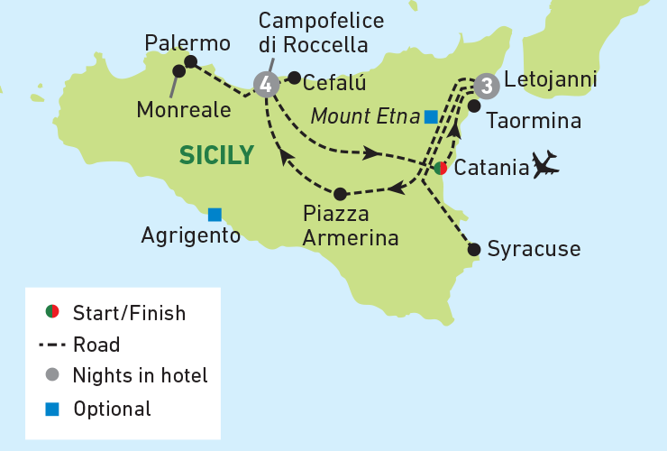 Discover Sicily tour map