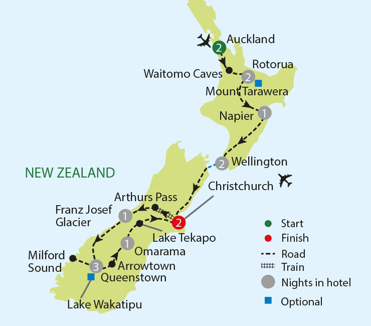 Breathtaking New Zealand tour map