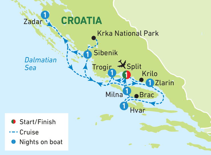 Croatian Island Explorer Tour Map