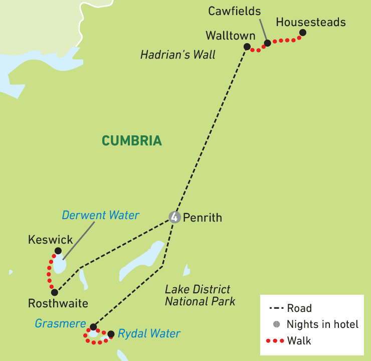 Walking in the Lake District tour map