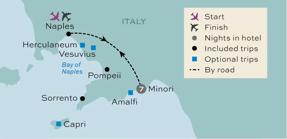 JY MAP POMPEII SORRENTO & THE BAY OF NAPLES WINTER