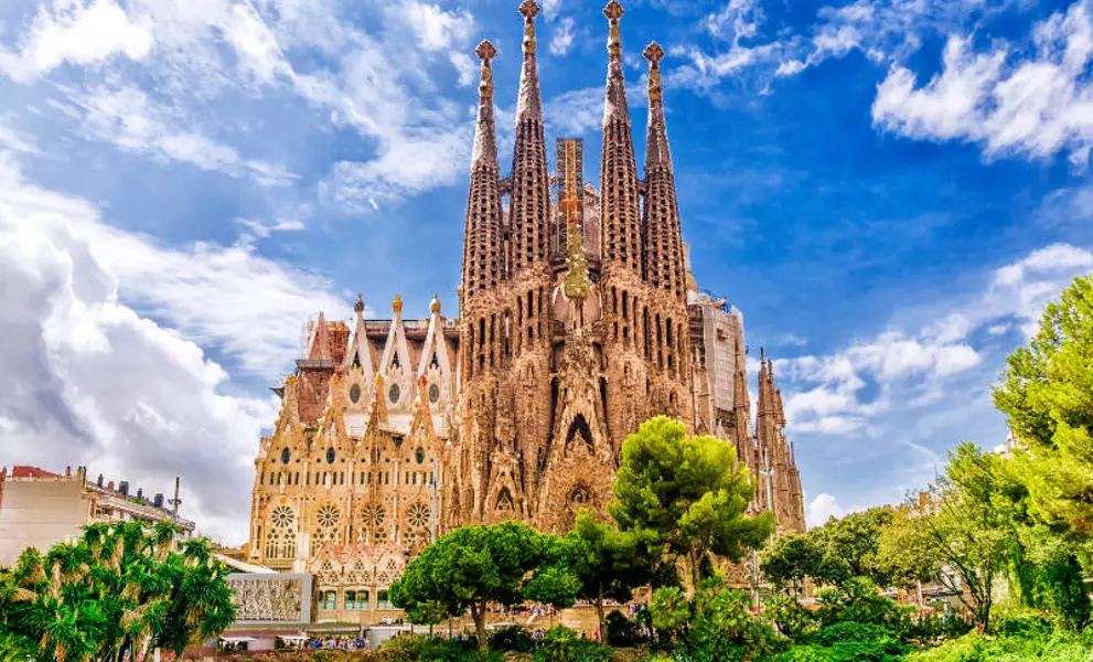 A view of the Sagrada Familia in Barcelona, Spain
